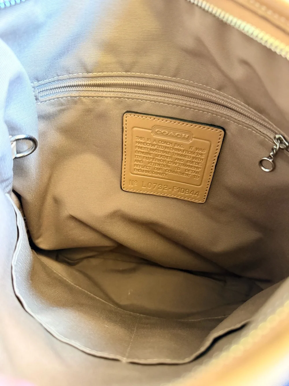 Coach Mini Signature C jacquard and suede shoulder bag camel/tan